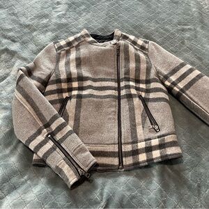 GAP Gray and Black plaid Puffer wool Coat‎